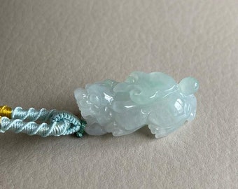 Chinese Pixiu Jadeite Jade Pendant for Necklace, Green, Natural Grade A Jade Untreated, Burma Burmese Myanmar Gemstones Carving Jewelry