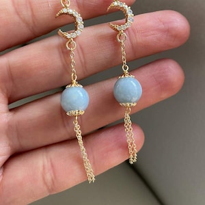 Jadeite Jade Earrings 14k Gold Filled, Light Green Light Lavender, Natural Grade A Certified, Burma Burmese Gemstones, Carved Jade Jewellery
