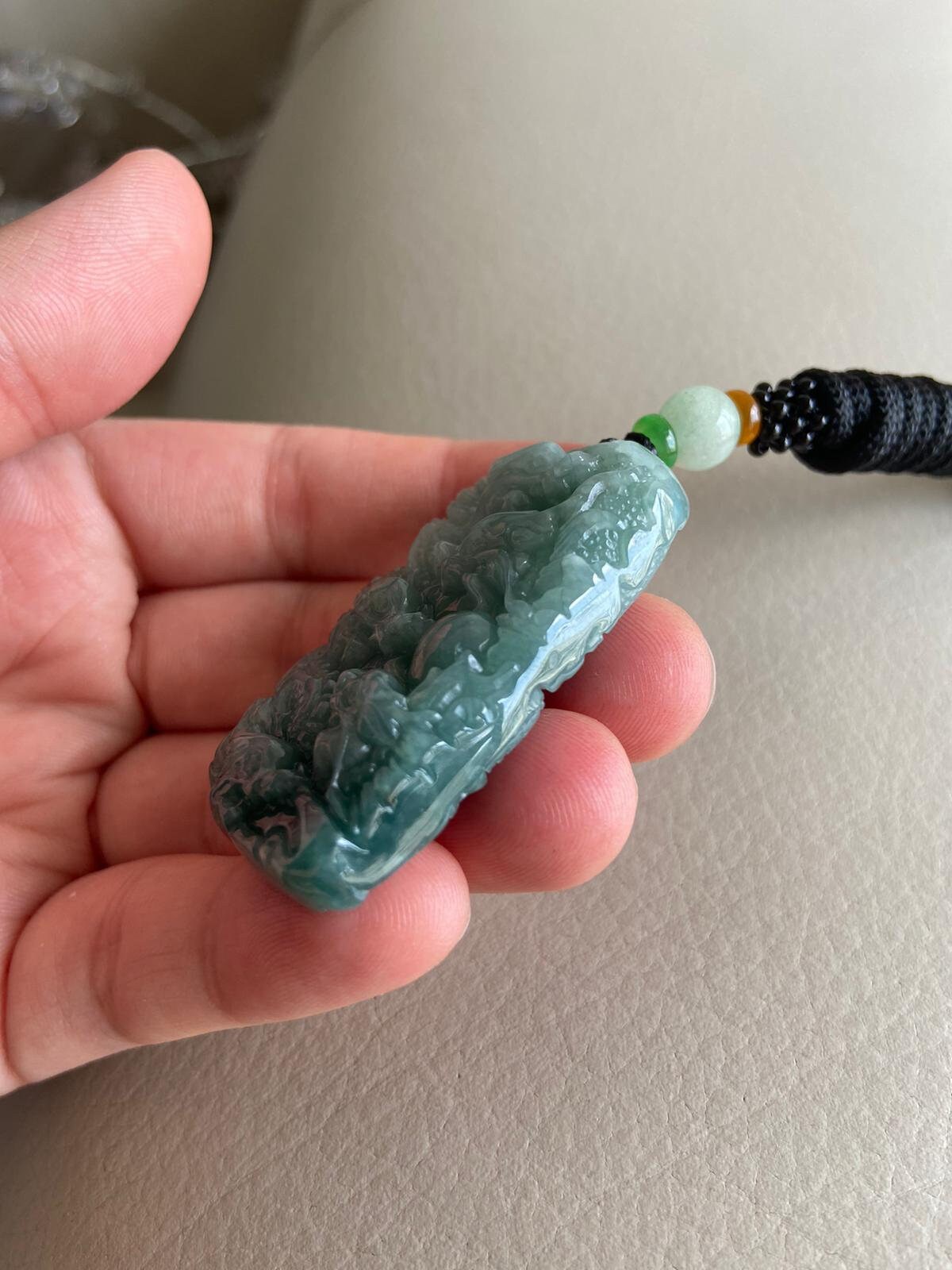 中国龍翡翠ペンダント、グリーン、天然グレードA翡翠、認定