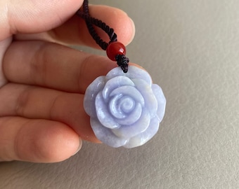 Colgante de jadeíta con forma de flor, color lavanda claro y verde, jade natural de grado A tipo A, piedras preciosas de Myanmar, joyería, collar