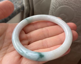 Jade Bangle 55.0mm (2.17"), Round Shape, Light Green, Jadeite Bracelet, Certified Grade A Jade, Burmese Gemstones, Jewelry