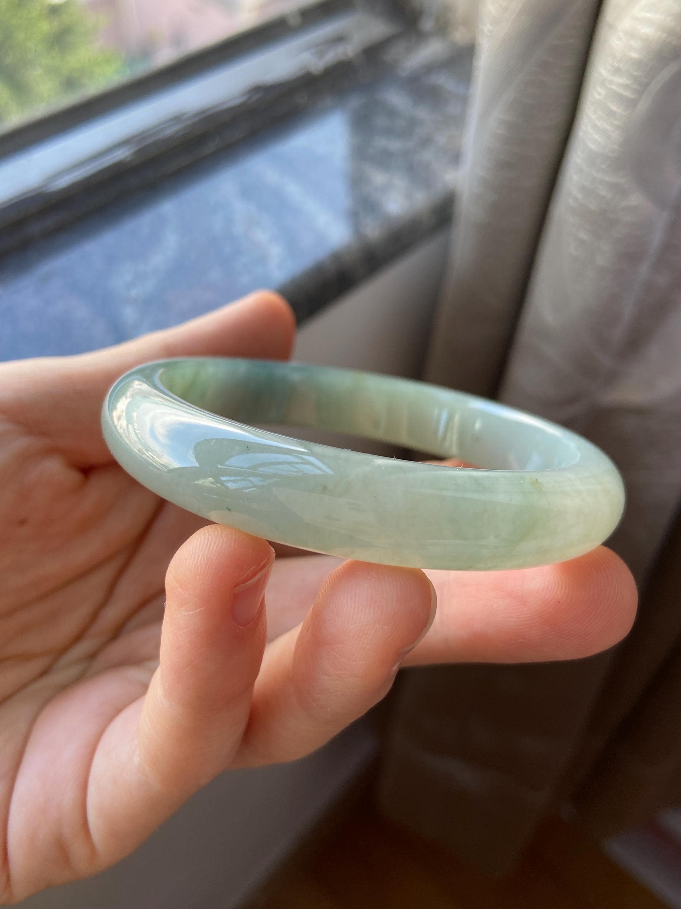 ミャンマー翡翠バングル 鮮やかな翠グリーン 約58mm 自宅保管 翡翠バングル 58.2 mm (2.29