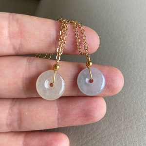 Jadeite Jade Donut Pendant Necklace, Light Green, Natural Grade A Type A Jade, Burma Burmese Gemstones, Jewelry