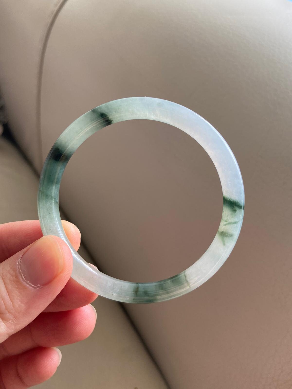 Bracelet Jonc En Jadéite Verte Naturelle - Diamètre 53,8 Mm - Pierre Non Traitée, Neuf Sans Emballage