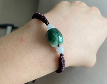 Justerbart armband med jadeitpärlor, ljusgrönt, naturlig jade av grad A, obehandlad, smycken med burmesiska ädelstenar