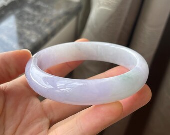 Jade Bangle 58.8mm (2.31"), Round Shape, Light Lavender & Green, Jadeite Bracelet, Certified Grade A Jade, Burmese Gemstones, Jewelry