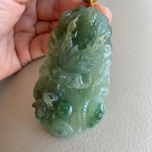 Chinese Dragon Jadeite Jade Pendant Light Green & Yellow - Etsy