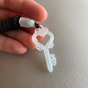 Key Shape Jadeite Jade Pendant, With Necklace, Colourless, Certified ...