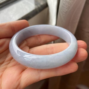 Jade Bangle 58.8mm (2.31"), Round Shape, Light Lavender, Natural Jadeite Bracelet, Certified Grade A Untreated Jade, Jewelry image 10