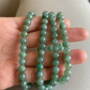 Jadeite Beaded (7.0mm) Necklace Bracelet, Green Jade, 108 beads, Natural Grade A Jade, Burmese Gemstones, Chain Jewelry