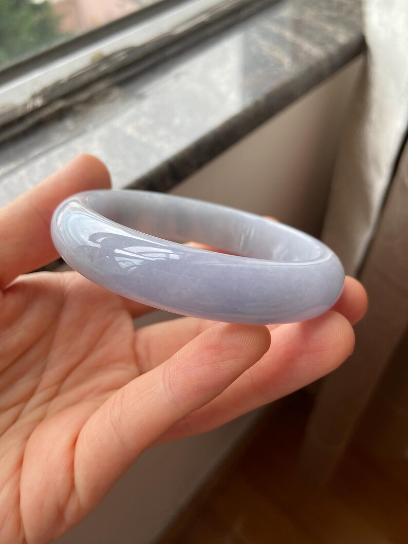 Jade Bangle 58.8mm (2.31"), Round Shape, Light Lavender, Natural Jadeite Bracelet, Certified Grade A Untreated Jade, Jewelry image 11