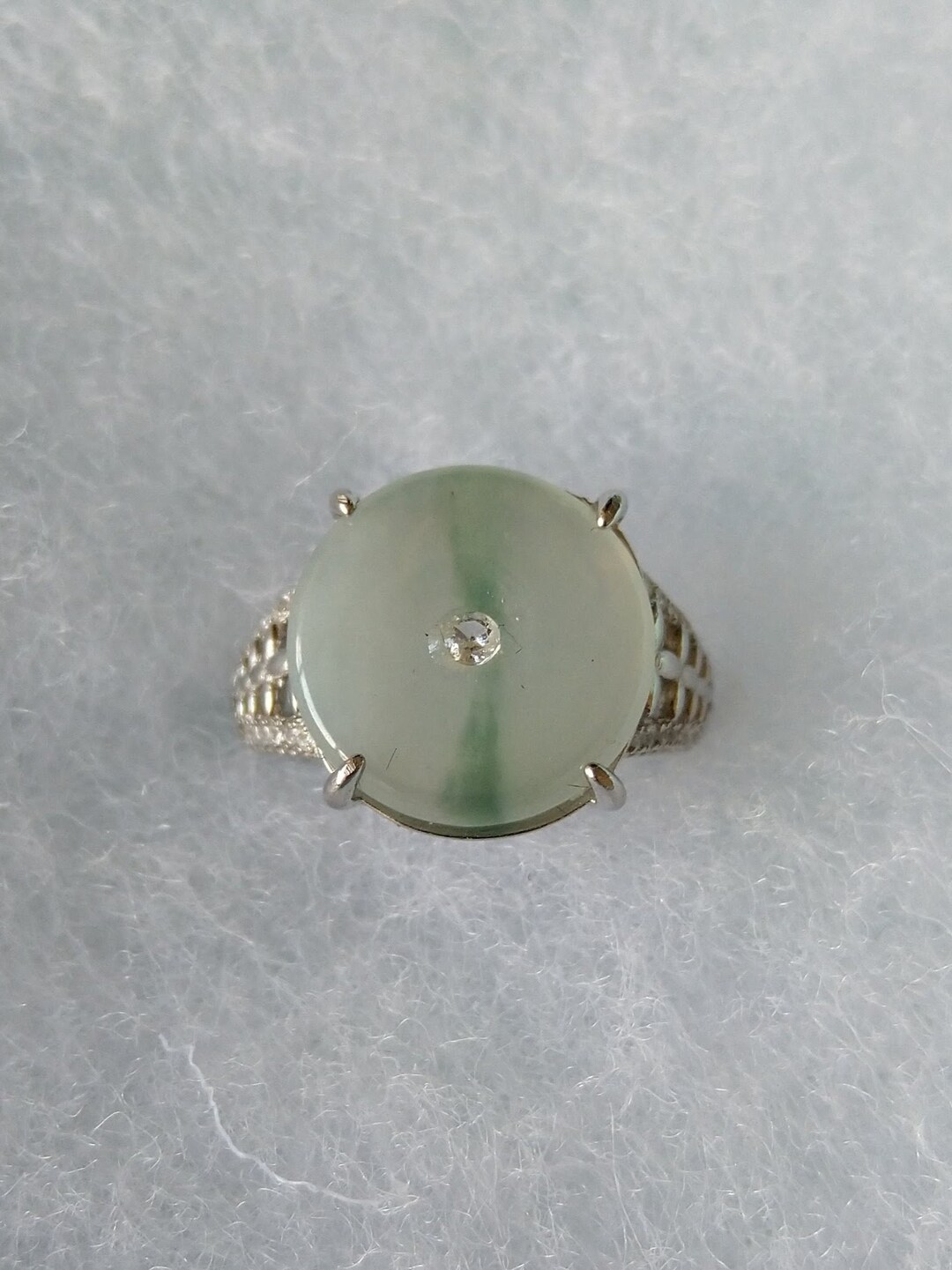 Jadeite Jade Ring in 925 Silver, Adjustable Size, Natural Grade A Jade ...
