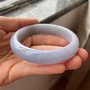 Jade Bangle 58.8mm (2.31"), Round Shape, Light Lavender, Natural Jadeite Bracelet, Certified Grade A Untreated Jade, Jewelry image 14