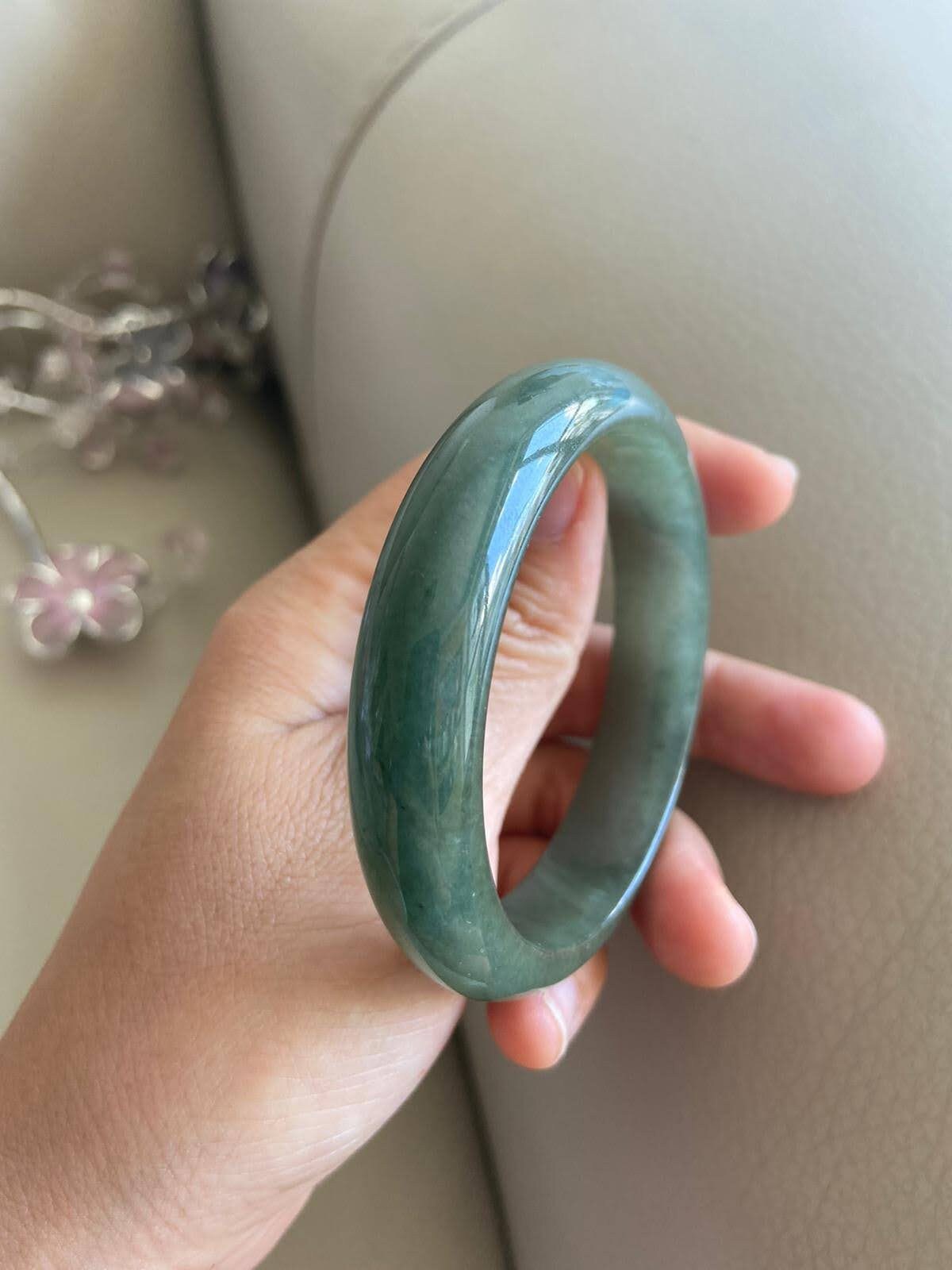 59mm Chinese Certified 100% Natural Green Black Xiu Jade