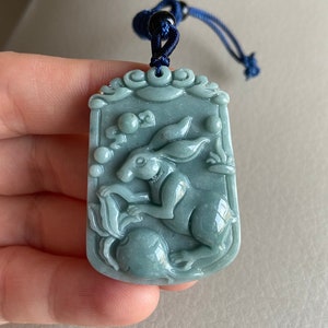 Rabbit Jadeite Jade Pendant, Light Green, Natural Grade A Jade, Burmese Myanmar Gemstone, Jewelry, Necklace