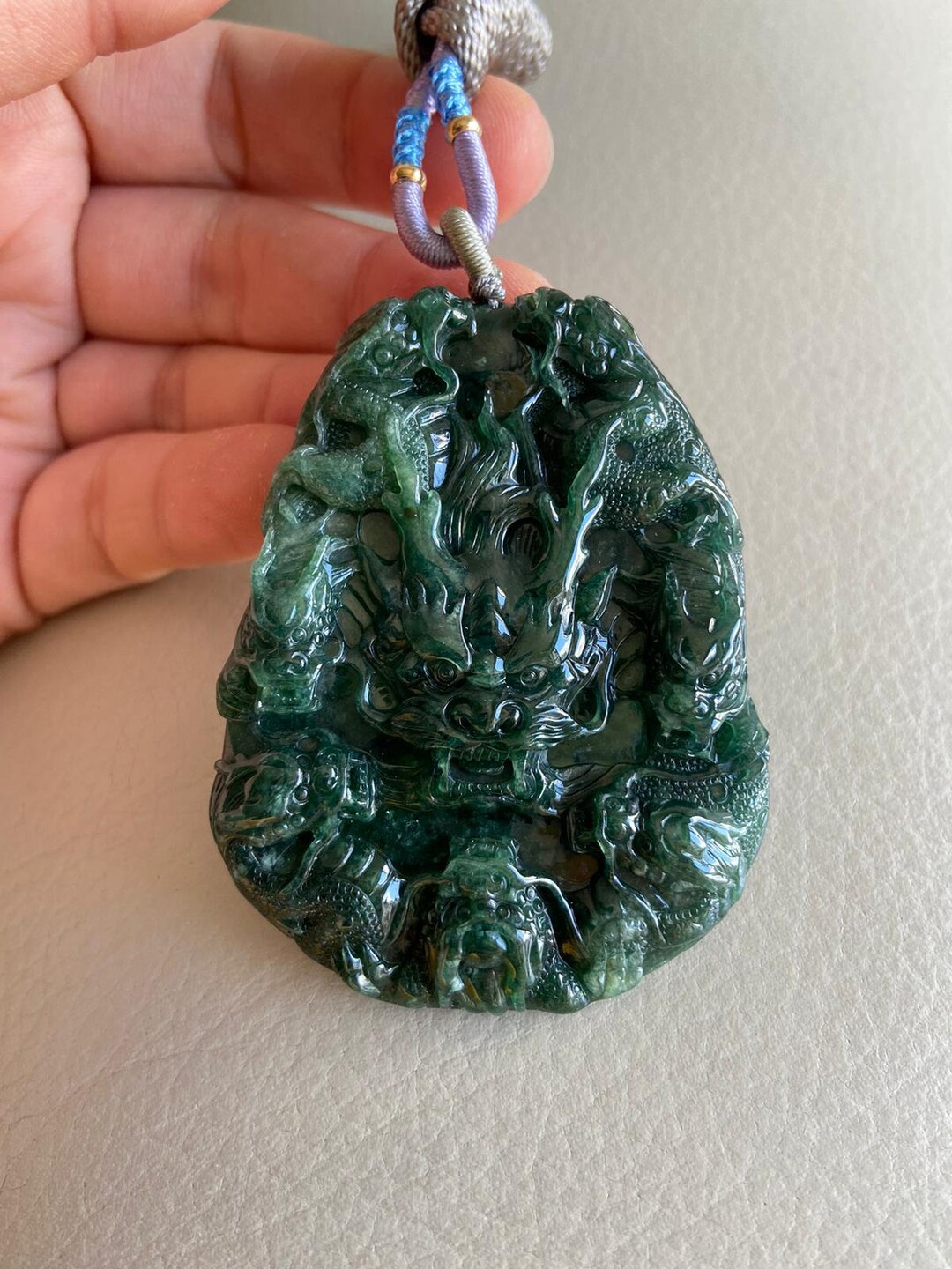 Chinese Dragon Jadeite Jade Pendant Green & Light Green - Etsy