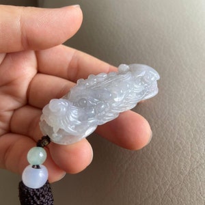 Chinese Dragon Jadeite Pendant, Natural Green Grade A Jade, Certified, Burma Myanmar Gemstones Jewelry Necklace, Carved Statue