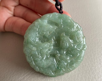 翡翠ペンダント 中国産九龍翡翠ペンダント、ライトグリーン、天然認定タイプA翡翠