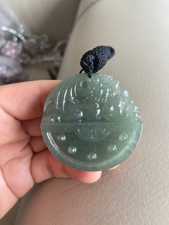 中国産貔貅（ひきゅう）翡翠ペンダント、グリーン、天然グレードA翡翠 
