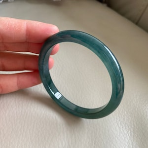 Jade Bangle 57.6mm (2.27&quot;), Round Shape, Green, Jadeite Bracelet, Certified Grade A Type A Jade, Guatemalan Gemstones, Jewelry