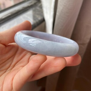 Jade Bangle 58.8mm (2.31"), Round Shape, Light Lavender, Natural Jadeite Bracelet, Certified Grade A Untreated Jade, Jewelry image 8
