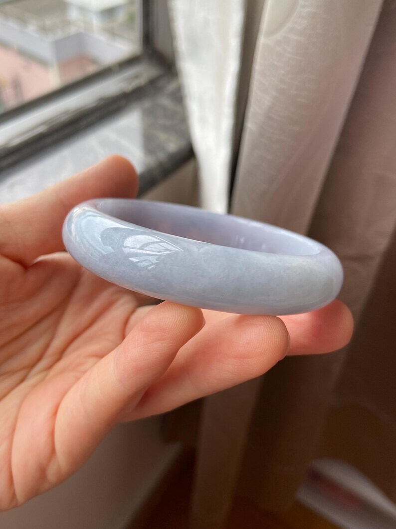 Jade Bangle 58.8mm (2.31"), Round Shape, Light Lavender, Natural Jadeite Bracelet, Certified Grade A Untreated Jade, Jewelry image 8