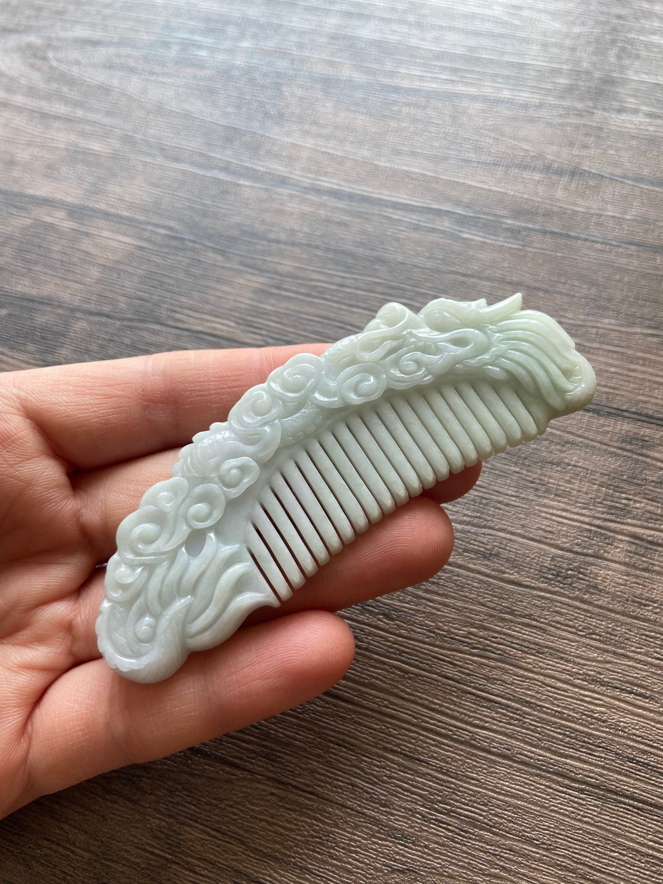 Jadeite Jade Comb Handmade Carved Accessory Green Natural Etsy