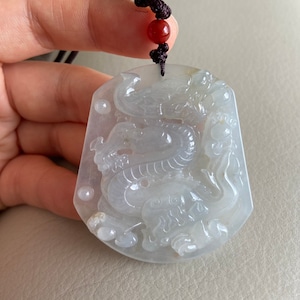 Chinese Dragon Jadeite Pendant, Natural Green Grade A Jade Certified, Burmese Gemstone Myanmar, Carving Carved Pendant Jewelry, Necklace