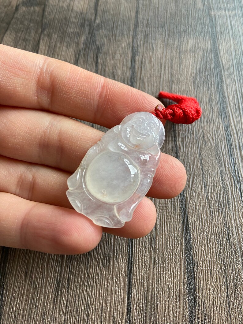 Burmese Gemstone Chinese Vintage Carving Laughing Buddha Jadeite Pendant for Necklace Icy Translucent Natural Grade A Jade Certified