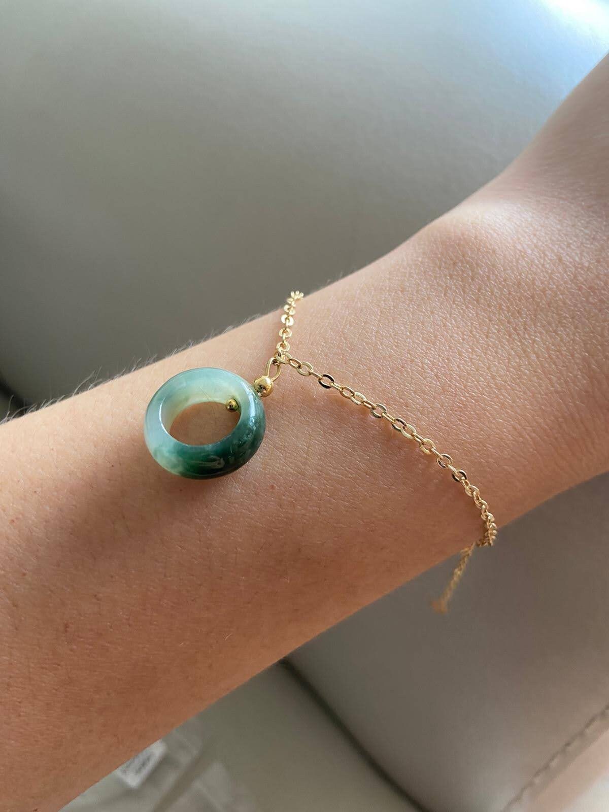 16mm Donut Jadeite Jade Bracelet,green & Light Green 16mm Donut Jadeite Jade Bracelet,green & Light Green