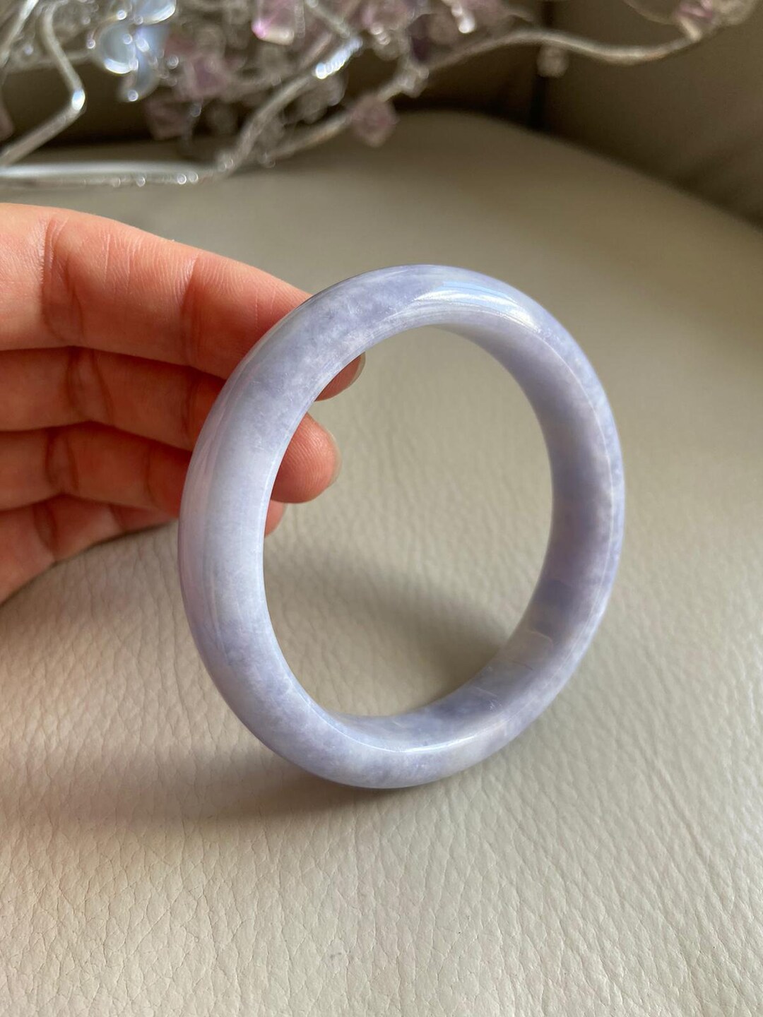 翡翠のバングル、パールまでめて 翡翠バングル 57.8 mm (2.28