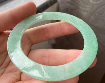 Jade Armreif 55.0 mm (2.17 "), runde Form, grün, Jadeit-Armband, zertifizierte Jade der Klasse A, Myanmar-Burma-Edelsteinschmuck."