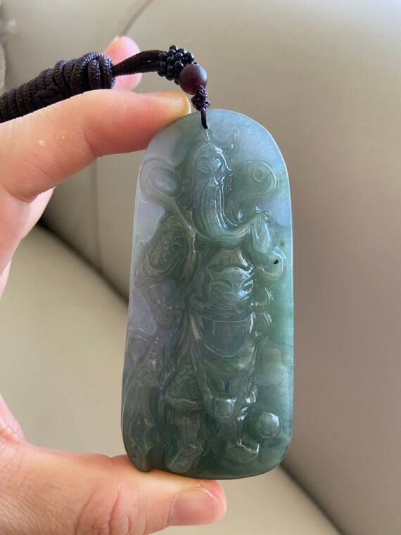 Guan Yu Jadeite Pendant for Necklace Natural Grade A Jade