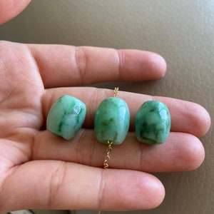 Jadeite Jade Pendant, Jade Bead, Light Green & Green, Natural Grade A Jade, Burma Burmese Gemstones Jewelry, Necklace