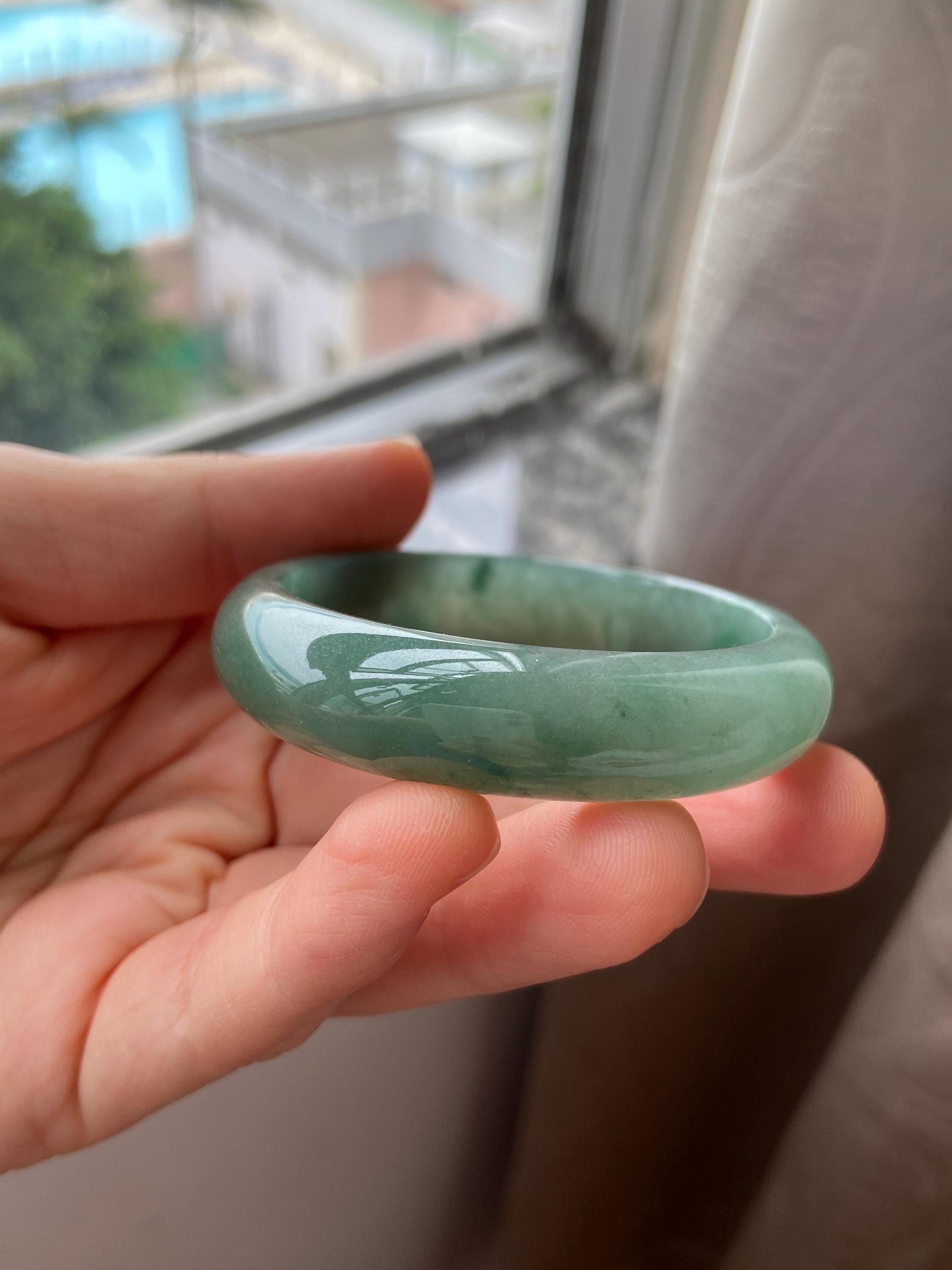 Bracciale Bangle In Giadeite Lavanda Naturale – Giada Gemma 54-64mm (Fatto A Mano)