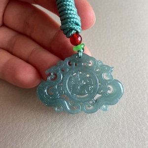 Antique Style Ruyi Jadeite Jade Pendant, Green, Natural Grade A Jade Certified, Guatemalan Gemstones, Necklace, Jewelry