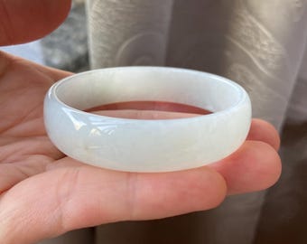 Jade Bangle 52.6mm (2.07"), Round Shape, Light Green, Natural Jadeite Bracelet, Certified Grade A Jade, Untreated Jewelry, Burmese Gemstones
