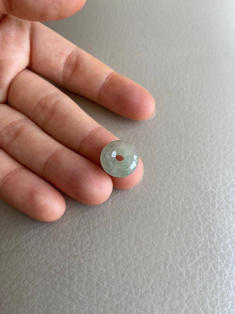 Necklace Natural Grade A Jade Chinese Jewelry Light Green Burma Burmese Gemstones 13.5mm Jadeite Jade Donut Pendant