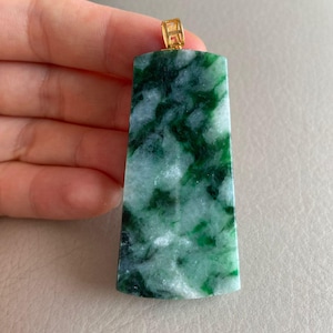 Jadeite Jade Pendant with 18k gold bail, Green, Natural Grade A Type A Jade, Burma Burmese Gemstones, Jewelry
