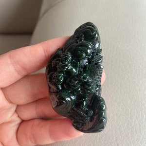 Carved Landscape Jadeite Jade Pendant, Chinese Style Scenery, Bridge Mountain Tree, Natural Type A Grade A Jade, Burmese Gemstone, Necklace