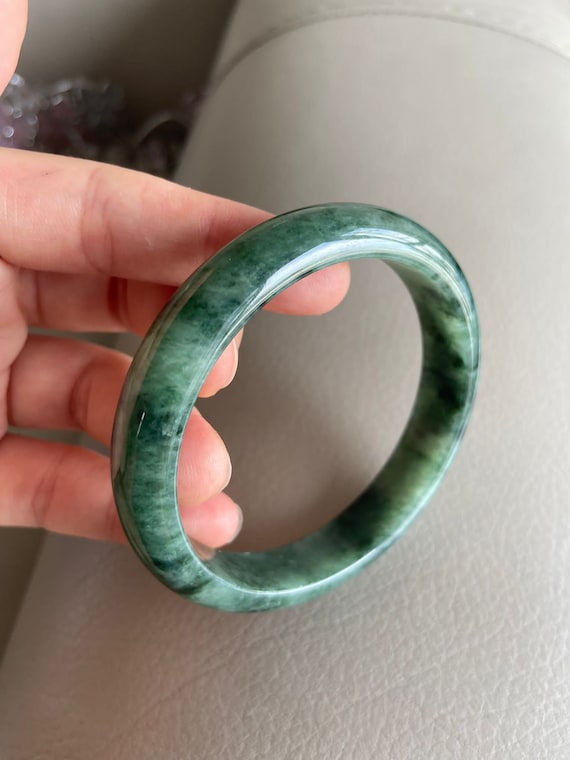 天然ジェダイト ひすい 翡翠 バングル ブレスレット Jade Bangle