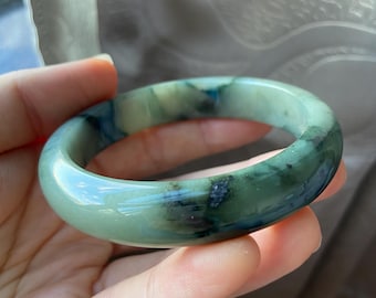 Jade armband 57,5 mm (2,26"), ronde vorm, groen, jadearmband, gecertificeerde klasse A jade, Birmaanse edelstenen Myanmar, sieraden