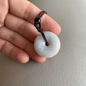 Jadeite Jade Donut Pendant, Light Lavender & Green, Natural Grade A Jade, Burma Burmese Gemstones, Jewelry, Necklace