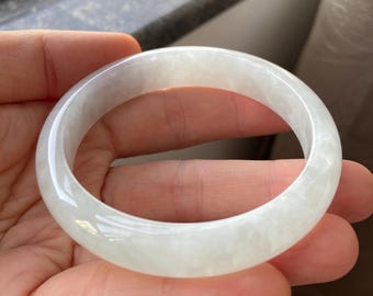 Brazalete de jade de 56,3 mm (2,22"), forma redonda, verde claro, jadeíta natural, jade certificado de grado A sin tratar, joyería de piedras preciosas birmanas