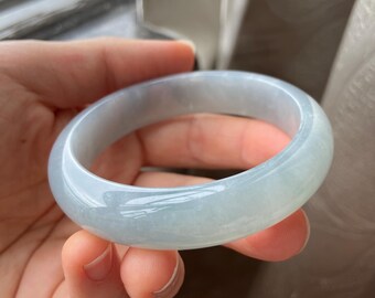 Pulseira de jade 56,0 mm (2,20"), formato redondo, verde claro, pulseira de jadeíta, jade certificado de grau A, joia de pedra preciosa birmanesa de Myanmar