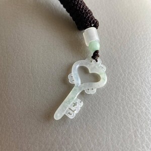 Key Shape Jadeite Jade Pendant, With Necklace, Colourless, Certified ...