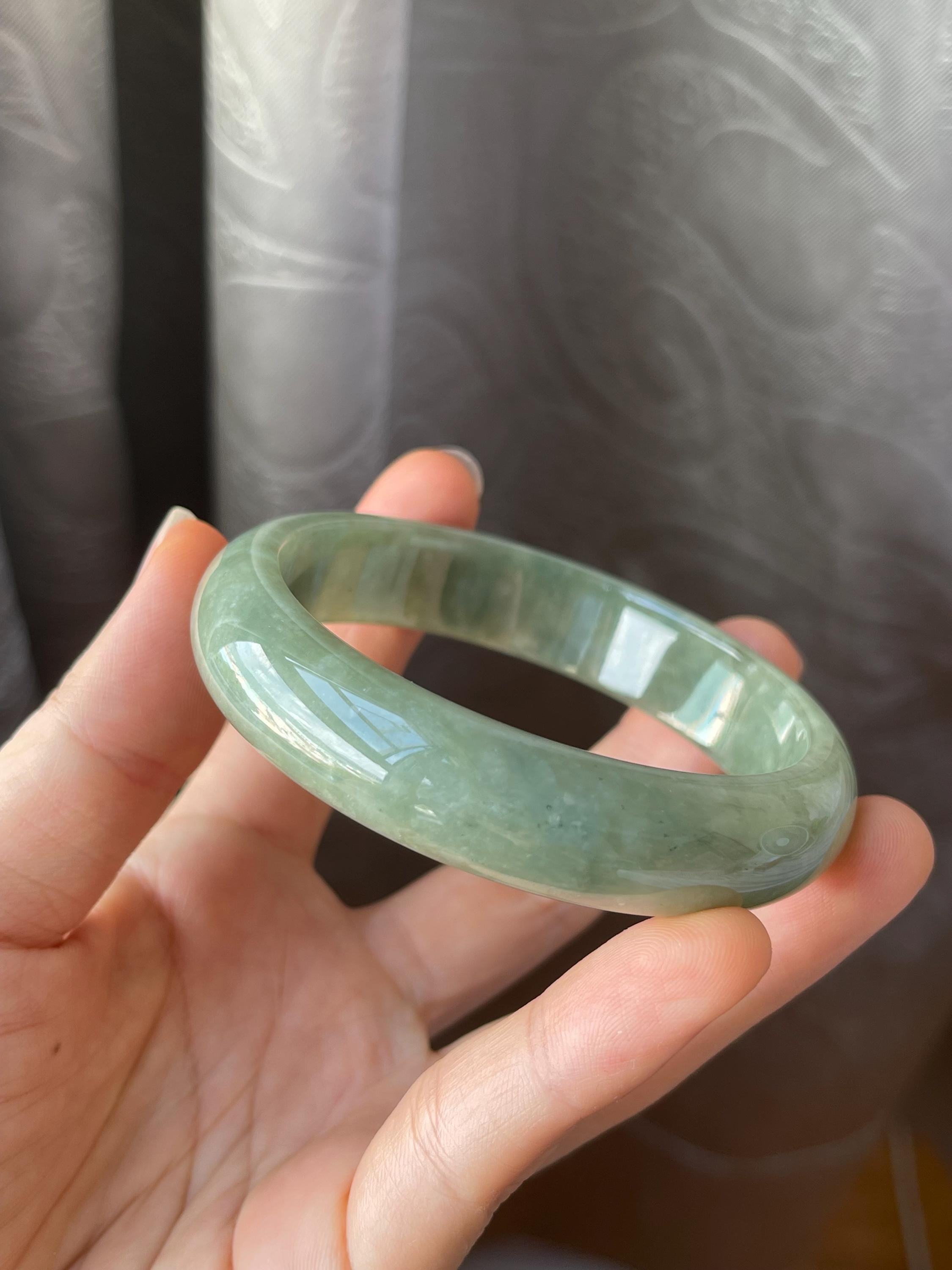 Bracelet Jonc En Jadéite Verte - Diamètre 62.60 Mm, Pierre Naturelle, Neuf Sans Emballage