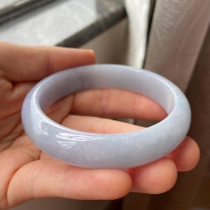 Jade Bangle 58.8mm (2.31"), Round Shape, Light Lavender, Natural Jadeite Bracelet, Certified Grade A Untreated Jade, Jewelry image 12