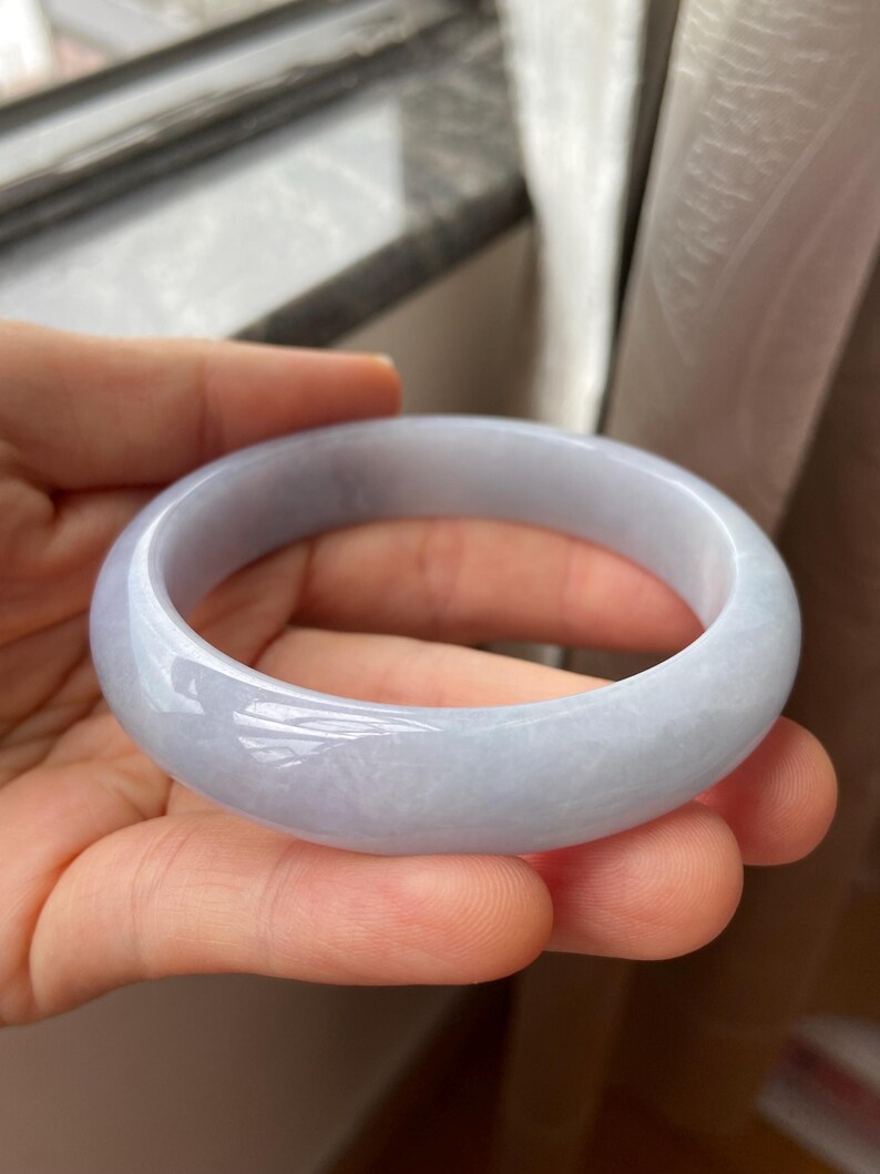 Jade Bangle 58.8mm (2.31"), Round Shape, Light Lavender, Natural Jadeite Bracelet, Certified Grade A Untreated Jade, Jewelry image 12