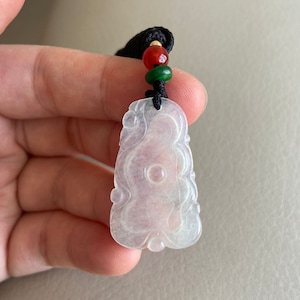Lotus Flower Jadeite Jade Pendant, Light Green, Natural Grade A Type A Jade, Burmese Gemstones, Jewelry